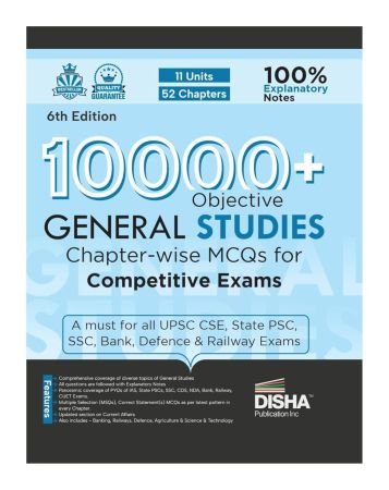 Disha 10000+ Objective General Studies Chapter-wise MCQs for Competitive Exams 6th Edition | Previous Year GS PYQs Question PYQs Bank with 100% Explanatory Notes | General Knowledge & Current Affairs