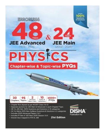 Disha Errorless 48 Years JEE Advanced (1978 - 2025) & 24 Year JEE Main (2002 - 2025) PHYSICS Chapter-wise & Topic-wise PYQs Book 21st Edition | Solved Papers Question Bank in NCERT Flow for JEE 2026