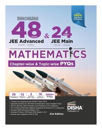Disha Errorless 48 Years JEE Advanced (1978 - 2025) & 24 Year JEE Main (2002 - 2025) MATHEMATICS Chapter-wise & Topic-wise PYQs Book 21st Edition | Solved Papers Question Bank in NCERT Flow | JEE 2026